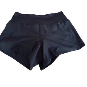 RABBIT Women's Hopper 4″ Running Shorts Black Medium Mesh Liner Back Pocket